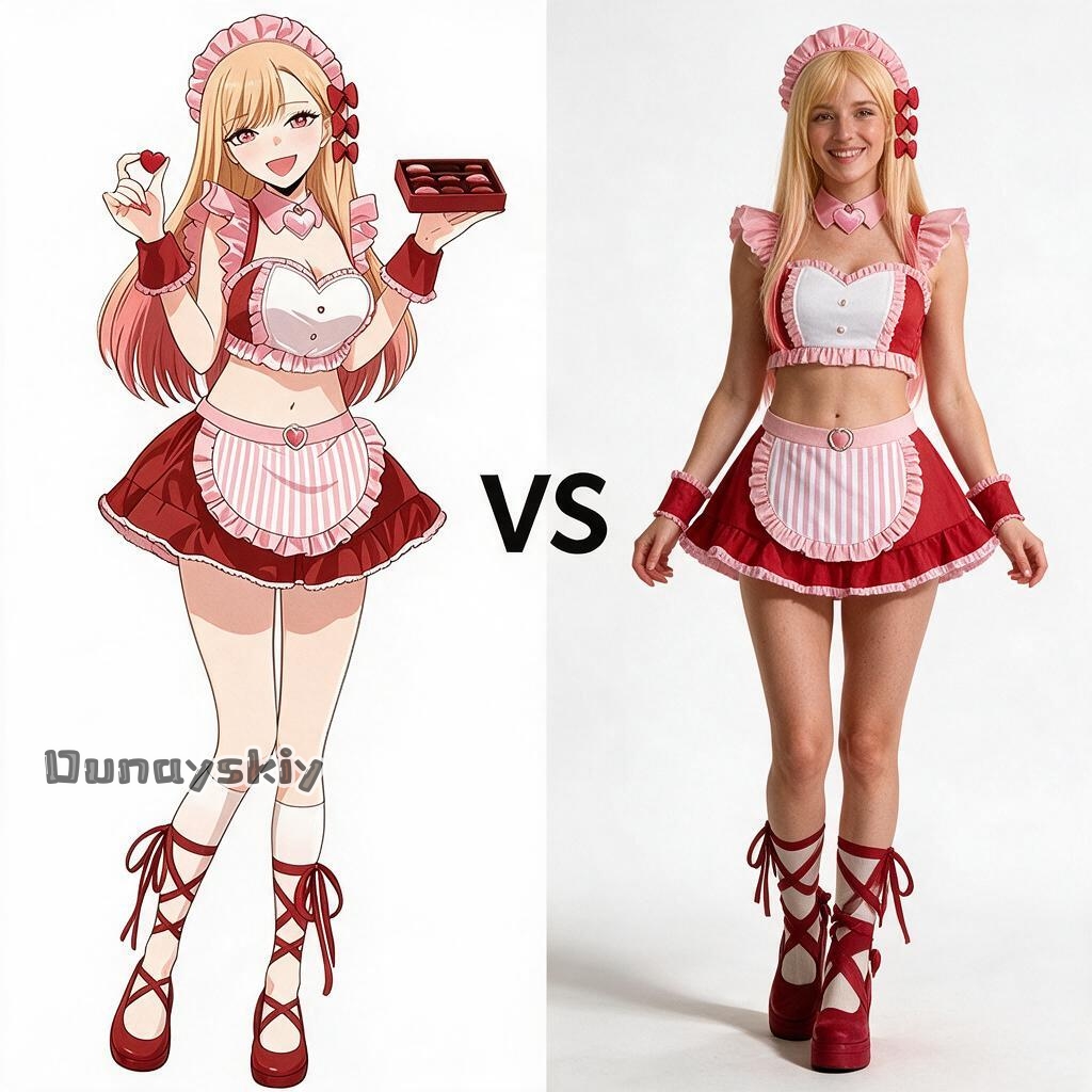 Kitagawa Anime Cosplay - Марин Китагава ‌ Розовый костюм горничной